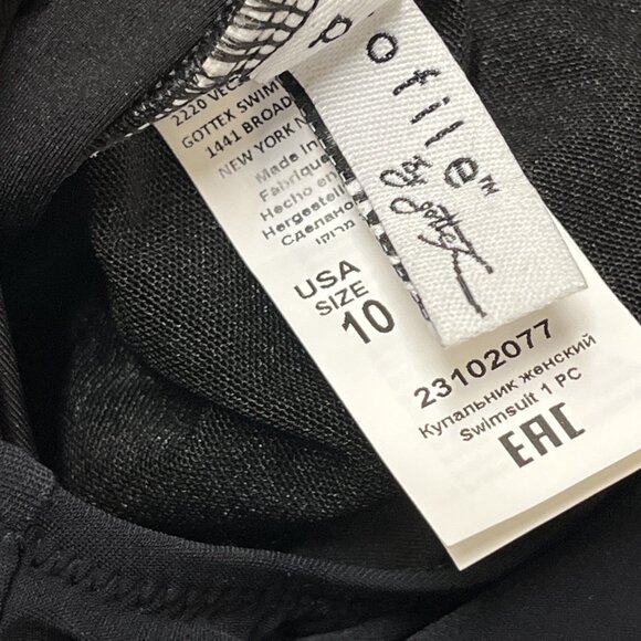 Profile by Gottex Swimsuit Womens 10 Moroccan Escape‎ V Neck Black Geo One Piece - Picture 9 of 9